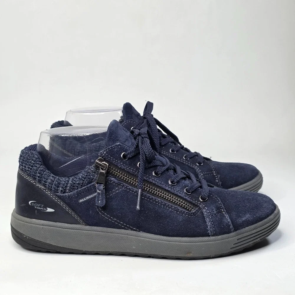 Allrounder by Mephisto Madrigal Women's Sneakers Size 8.5 Navy Suede Shoes